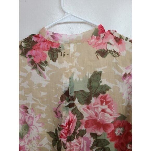 Anthropologie Ranna Gill Womens Top Small Floral Bow Tie Sequined Cottage BOHO - Picture 11 of 11